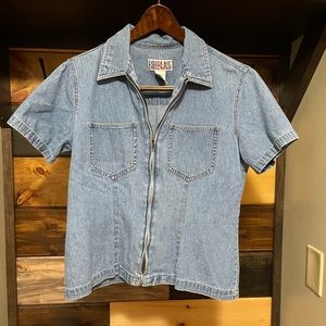 Woman's jean zip up top. Size is petite med.